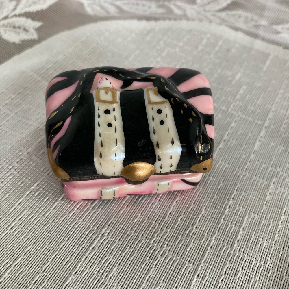 Vintage Pink and Black Purse Shaped Pill Box